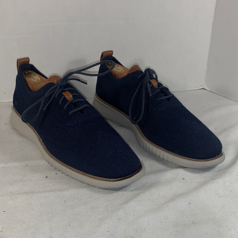 Cole Haan Men's ZeroGrand StitchLite Wingtip Oxford Navy Knit Lace-Up Sneakers